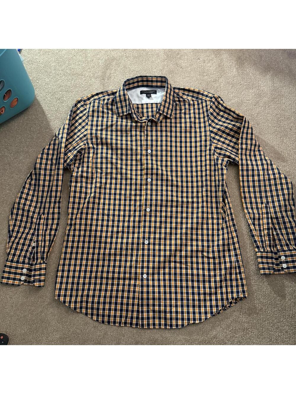 Banana Republic Slim Fit Long Sleeve Gingham Button-Down Shirt Men's 16-16.5